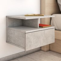 Gorlois Wooden Floating Bedside Cabinet In Concrete Effect