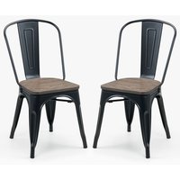 Gael Mocha Elm Wooden Dining Chairs With Metal Frame In Pair