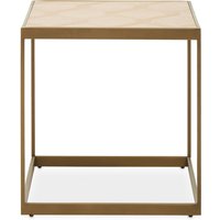 Granule Small Wooden End Table With Brass Metal Frame In Oak