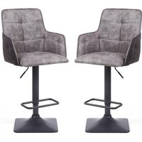 Ordos Light Grey Fabric Bar Stools With Metal Base In Pair