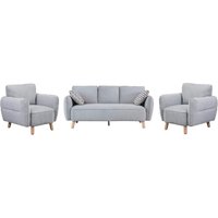 Gunnison Fabric 3+1+1 Seater Sofa Set In Light Grey
