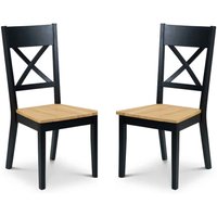 Haile Black and Oak Wooden Dining Chairs in Pair