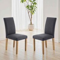 Haldrex Slate Grey Fabric Dining Chair with Oak Legs in Pair