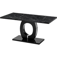 Halo High Gloss Dining Table In Milano Marble Effect