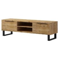 Hamburg Wooden TV Stand With 2 Flip Doors In Wotan Oak