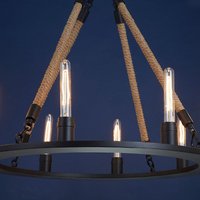 Hamel 8 Bulbs Chandelier Ceiling Light In Natural And Black