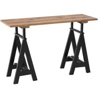 Hampro Wooden Console Table With Black Metal Legs In Natural