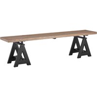 Hampro Wooden Dining Bench With Black Metal Legs In Natural