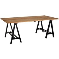 Hampro Wooden Dining Table With Black Metal Legs In Natural