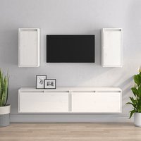 Hanayo Solid Pinewood Entertainment Unit In White