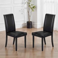 Haneul Black Faux Leather Dining Chairs in Pair