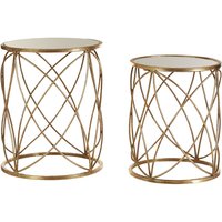 Hannah Glass Set Of 2 Side Tables With Sparkle Champagne Frame