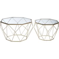 Hannah Octagonal Glass Set Of 2 Side Tables With Champagne Frame