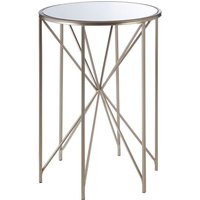 Hannah Round Mirrored Glass Top Side Table With Champagne Base