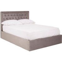 Hannata Velvet Storage Ottoman Double Bed In Brushed Steel