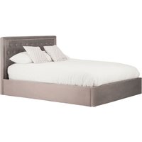 Hannata Velvet Storage Ottoman King Size Bed In Brushed Steel