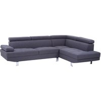 Hannover Fabric Upholstered Corner Sofa In Dark Grey