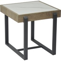 Hanover Sintered Stone End Table With Gun Grey Metal Frame