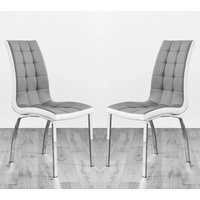 Hamden Grey And White Faux Leather Dining Chairs In Pair