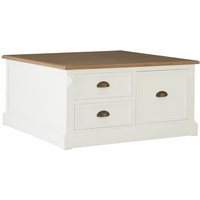 Hardtik Wooden Coffee Table With 3 Drawers In Natural And White