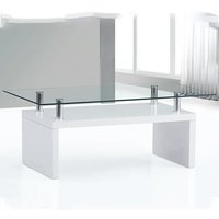 Harita Clear Glass Top Coffee Table With White High Gloss Base