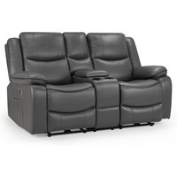 Harris Faux Leather Electric Recliner 2 Seater Sofa In Grey