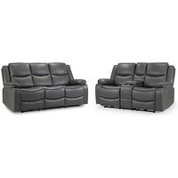 Harris Faux Leather Electric Recliner 3+2 Seater Sofa Set In Grey