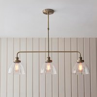 Hartford 3 Light Glass Pendant Ceiling Light In Antique Brass