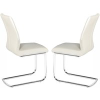 Haslet White PU Leather Dining Chairs In Pair