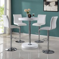 Havana White Gloss Bar Table With 4 Ripple White Stools