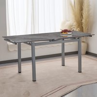 Haximo Stone Effect Tabletop Extending Dining Table with Grey Metal Frame