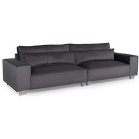 Hazel Fabric 4 Seater Sofa With Chrome Metal Legs In Steel