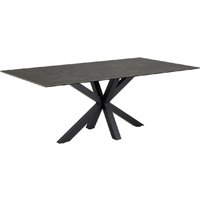 Hebron Ceramic Dining Table With Metal Base In Black