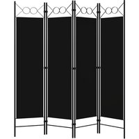 Hecate Fabric 4 Panels 160cm x 180cm Room Divider In Black