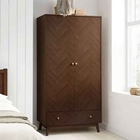 Helena Wooden Wardrobe With 2 Doors 1 Drawer in Walnut