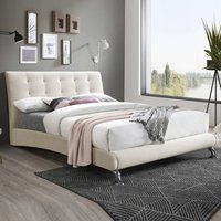 Helsinki Fabric Small Double Bed In Warm Stone