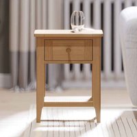 Helvane Solid Wood Side Table with 1 Drawer in Oak