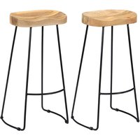 Henley 78cm Brown Wooden Bar Stools With Black Legs In A Pair