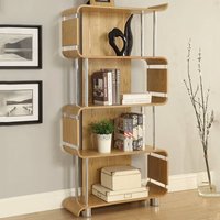 Product photograph of Herning Wooden Bookshelf In Real Oak Veneer With Chrome Tubes from Furniture in Fashion