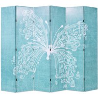 Hessa Folding 228cm x 170cm Room Divider In Butterfly Blue