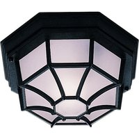 Hexagonal Flush Outdoor Light In Black With Sanded Glass Hexagonal Flush Outdoor Light In Black With Sanded Glass