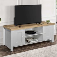 Highland Wooden TV Stand With 2 Doors In Grey And Oak