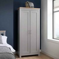Highland Wooden Wardrobe With 2 Doors in Dark Grey and Oak