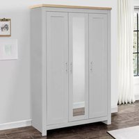 Highland Wooden Wardrobe With 3 Doors In Grey Oak