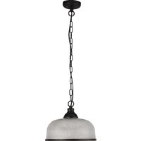 Highworth Holophane Glass Pendant Light In Matt Black