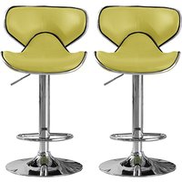 Hillsides Lime PU Leather Bar Stools With Chrome Base In Pair