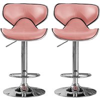 Hillsides Pink PU Leather Bar Stools With Chrome Base In Pair