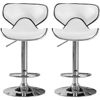 Hillsides White PU Leather Bar Stools With Chrome Base In Pair