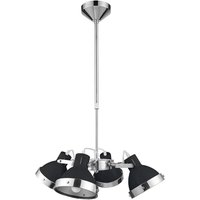 Hixo Round 4 Metal Shades Pendant Light In Black And Chrome