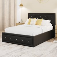 Honiton PU Leather Ottoman Storage Double Bed In Black